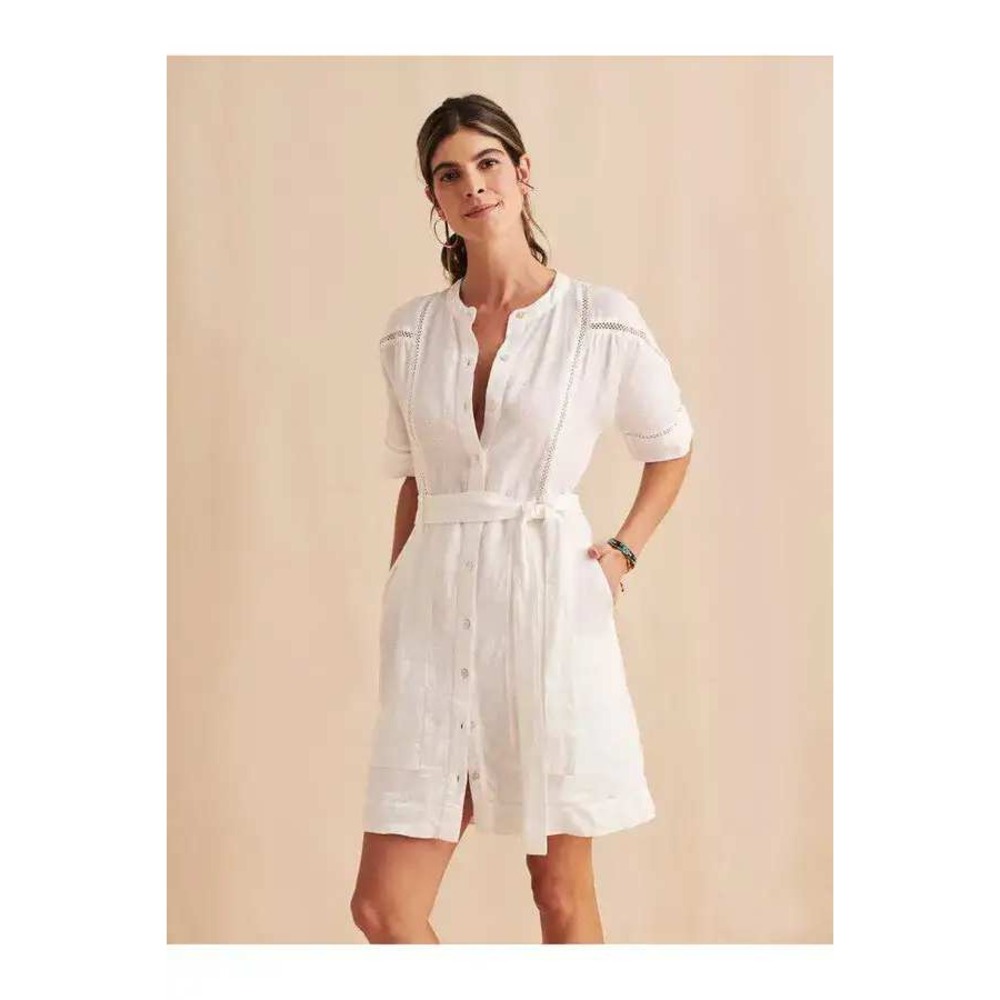 Faherty Prado dress size S white linen belted‎ shirt dress summer